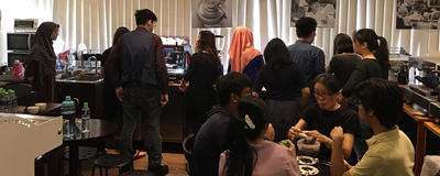 Shop View . Malaysia Barista TTDI KL outlet . With customers browsing Coffee Machines
